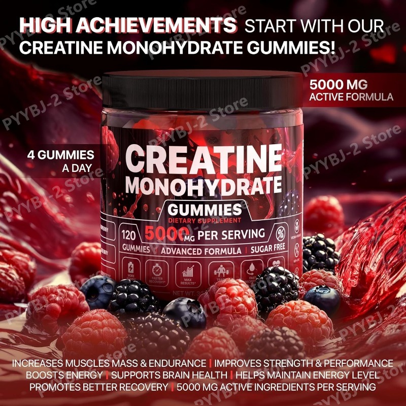 Pre Workout Supplement - Creatine Monohydrate Gummies Frambozen & Blackberry